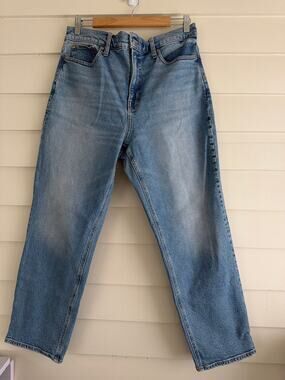 J Crew High Rise 90s Classic Straight Jeans Hiker Wash BK128 Size 31 Medium Blue